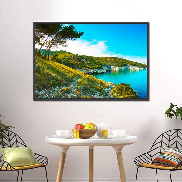 Gargano Rocky Wild Coast Canvas Wall Art-3 Horizontal-Gallery Wrap-25" x 16"-Tiaracle