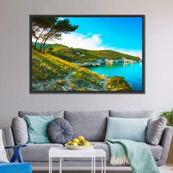 Gargano Rocky Wild Coast Canvas Wall Art-3 Horizontal-Gallery Wrap-25" x 16"-Tiaracle