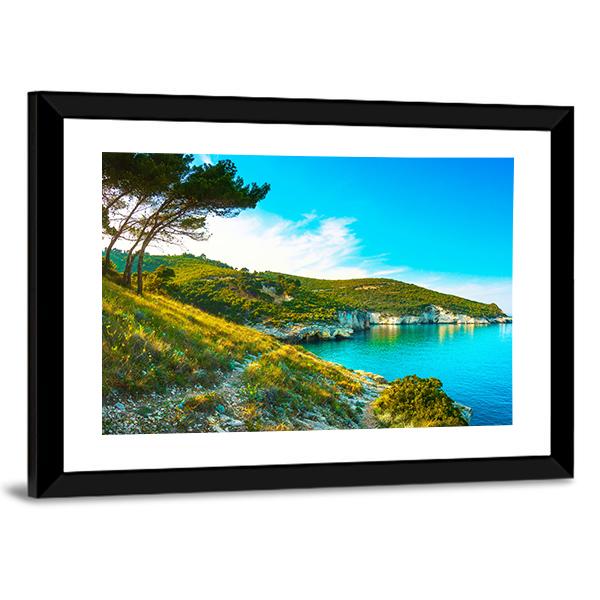 Gargano Rocky Wild Coast Canvas Wall Art-3 Horizontal-Gallery Wrap-25" x 16"-Tiaracle