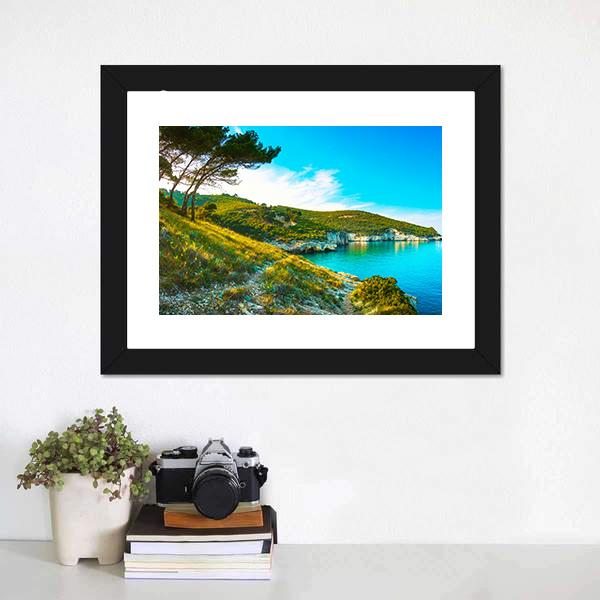 Gargano Rocky Wild Coast Canvas Wall Art-1 Piece-Framed Print-20" x 16"-Tiaracle