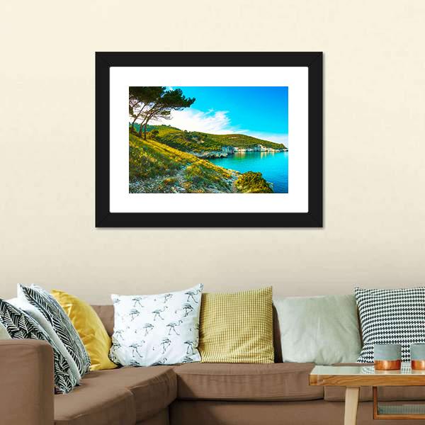 Gargano Rocky Wild Coast Canvas Wall Art-3 Horizontal-Gallery Wrap-25" x 16"-Tiaracle