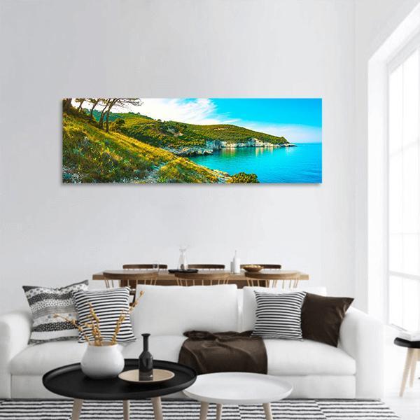 Gargano Rocky Wild Coast Panoramic Canvas Wall Art-3 Piece-25" x 08"-Tiaracle