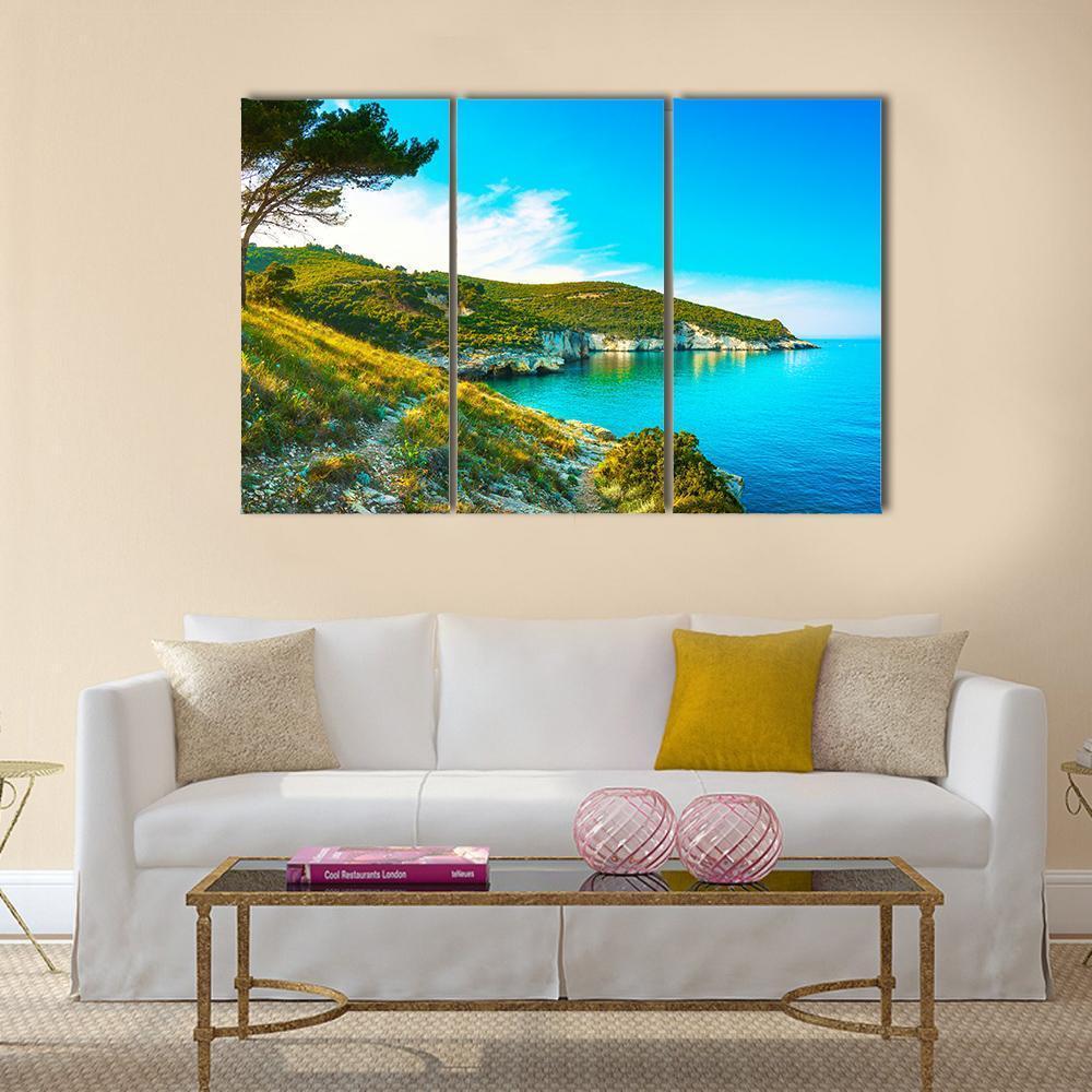 Gargano Rocky Wild Coast Canvas Wall Art-3 Horizontal-Gallery Wrap-37" x 24"-Tiaracle