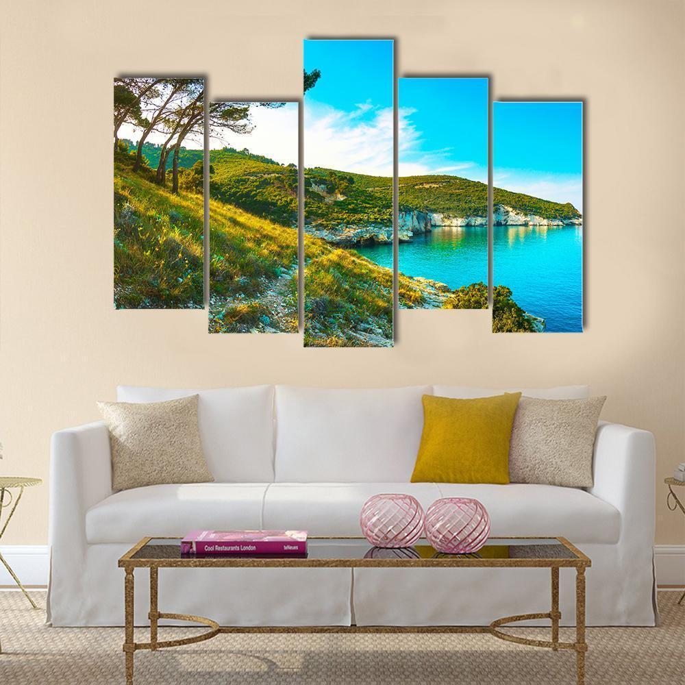 Gargano Rocky Wild Coast Canvas Wall Art-5 Pop-Gallery Wrap-47" x 32"-Tiaracle