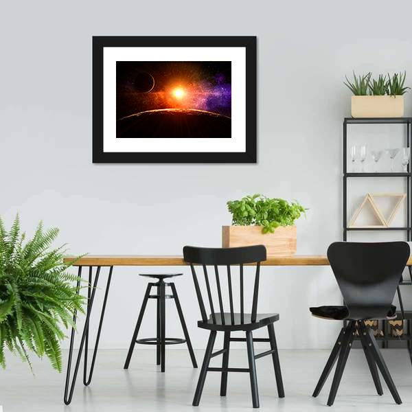 Gas Giant Extra Solar Planet Orbiting A Sun Like Star Canvas Wall Art-3 Horizontal-Gallery Wrap-25" x 16"-Tiaracle
