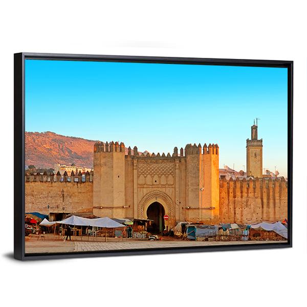 Gate To Ancient Medina Of Fez In Morocco Canvas Wall Art-3 Horizontal-Gallery Wrap-25" x 16"-Tiaracle