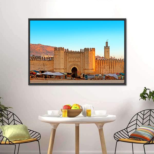 Gate To Ancient Medina Of Fez In Morocco Canvas Wall Art-3 Horizontal-Gallery Wrap-25" x 16"-Tiaracle