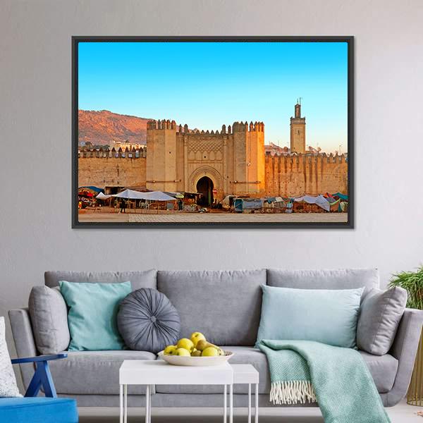 Gate To Ancient Medina Of Fez In Morocco Canvas Wall Art-3 Horizontal-Gallery Wrap-25" x 16"-Tiaracle