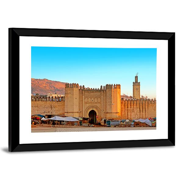 Gate To Ancient Medina Of Fez In Morocco Canvas Wall Art-3 Horizontal-Gallery Wrap-25" x 16"-Tiaracle