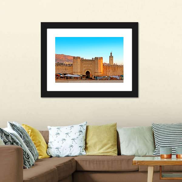 Gate To Ancient Medina Of Fez In Morocco Canvas Wall Art-3 Horizontal-Gallery Wrap-25" x 16"-Tiaracle