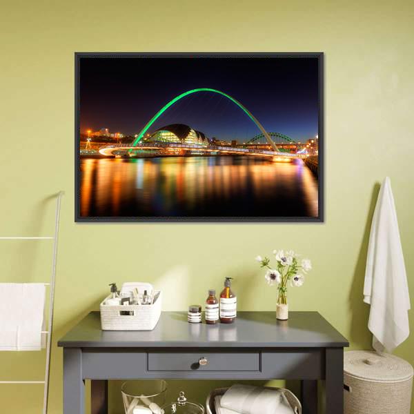 Gateshead Millennium Bridge Canvas Wall Art-1 Piece-Floating Frame-24" x 16"-Tiaracle