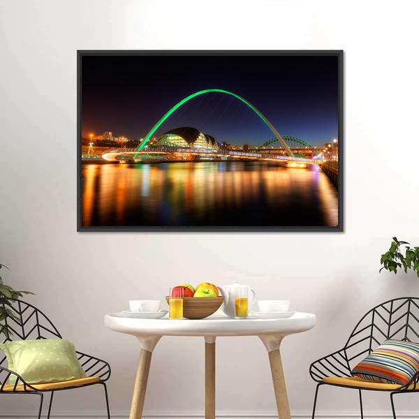 Gateshead Millennium Bridge Canvas Wall Art-3 Horizontal-Gallery Wrap-25" x 16"-Tiaracle