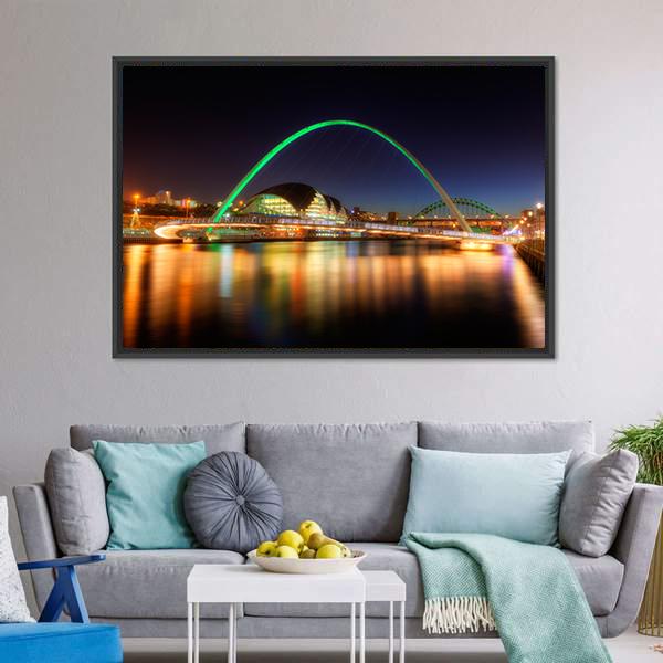 Gateshead Millennium Bridge Canvas Wall Art-3 Horizontal-Gallery Wrap-25" x 16"-Tiaracle