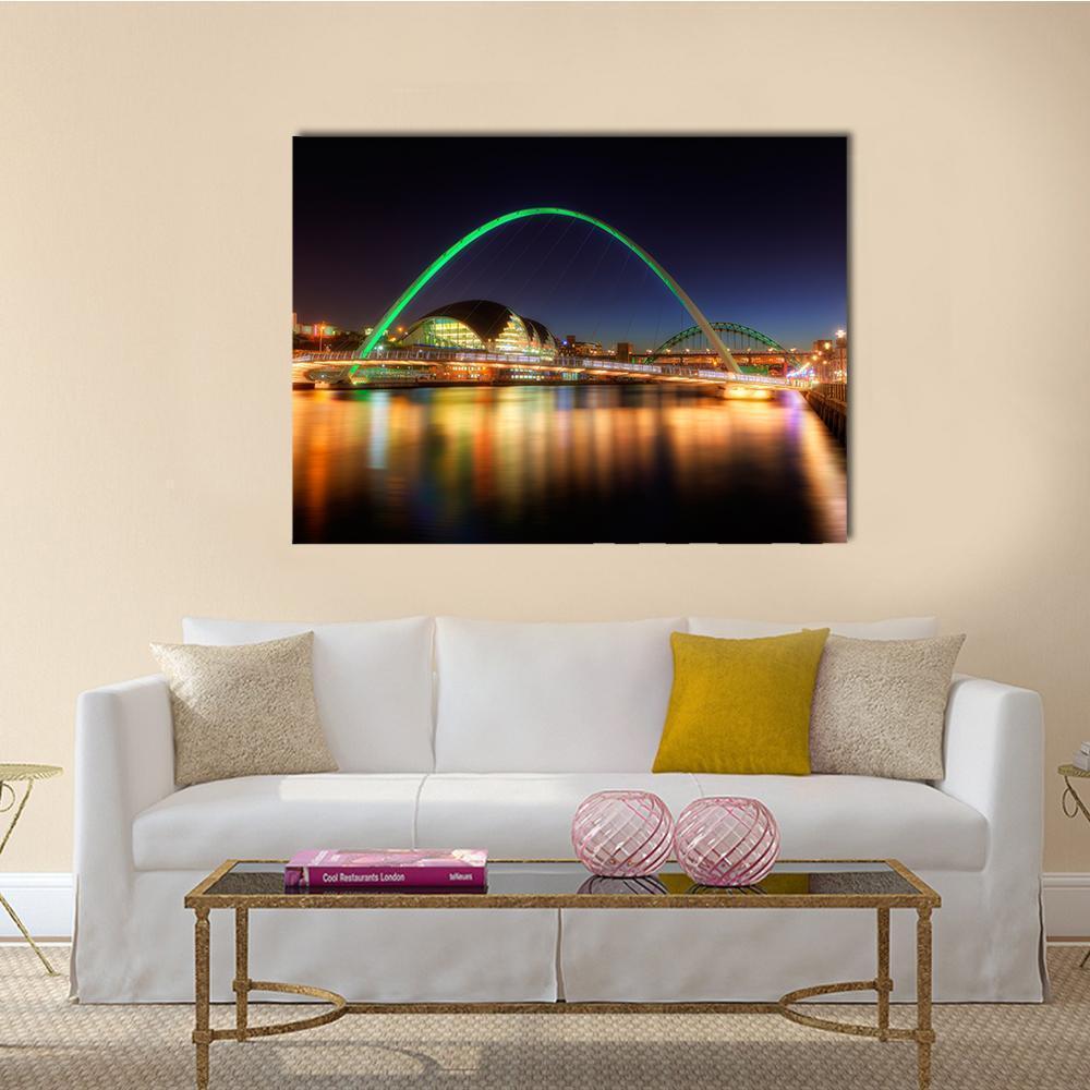 Gateshead Millennium Bridge Canvas Wall Art-5 Star-Gallery Wrap-62" x 32"-Tiaracle