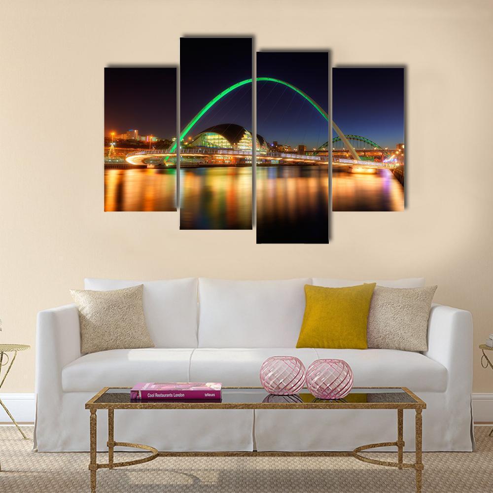 Gateshead Millennium Bridge Canvas Wall Art-4 Pop-Gallery Wrap-50" x 32"-Tiaracle