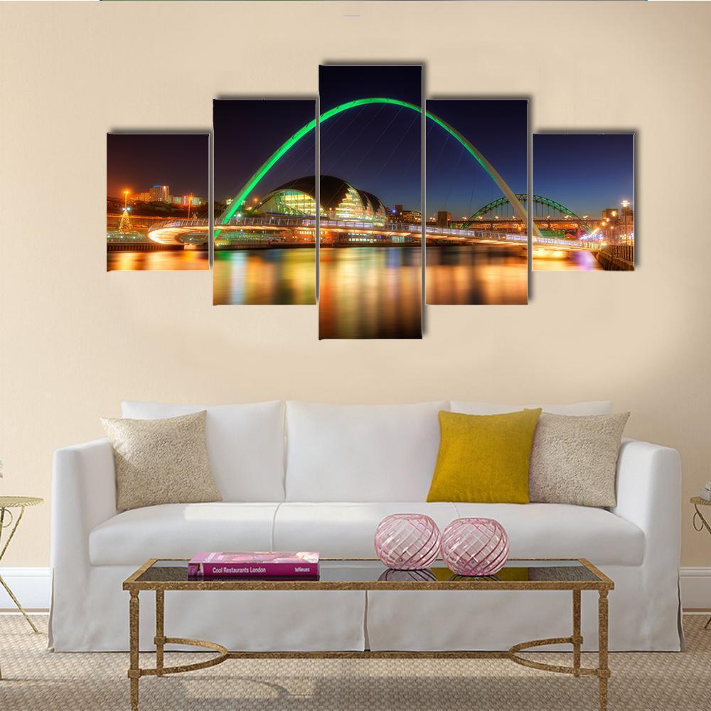Gateshead Millennium Bridge Canvas Wall Art-5 Star-Gallery Wrap-62" x 32"-Tiaracle