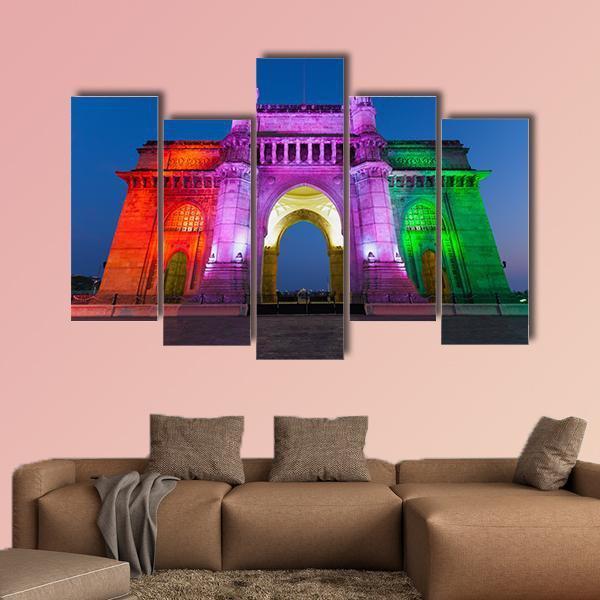Gateway Of India Canvas Wall Art-5 Pop-Gallery Wrap-47" x 32"-Tiaracle