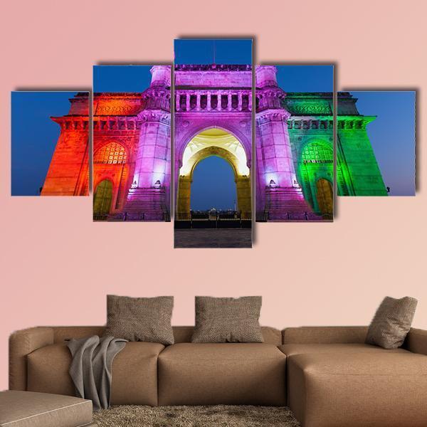 Gateway Of India Canvas Wall Art-5 Star-Gallery Wrap-62" x 32"-Tiaracle