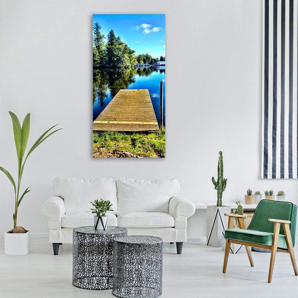 Gavle Bridge With Forest Lake Vertical Canvas Wall Art-3 Vertical-Gallery Wrap-12" x 25"-Tiaracle