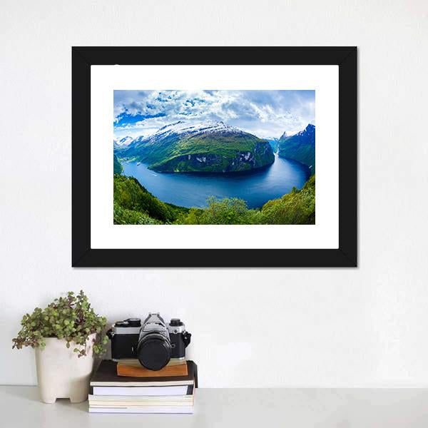 Geiranger Fjord Norway Panoramic Canvas Wall Art-1 Piece-36" x 12"-Tiaracle