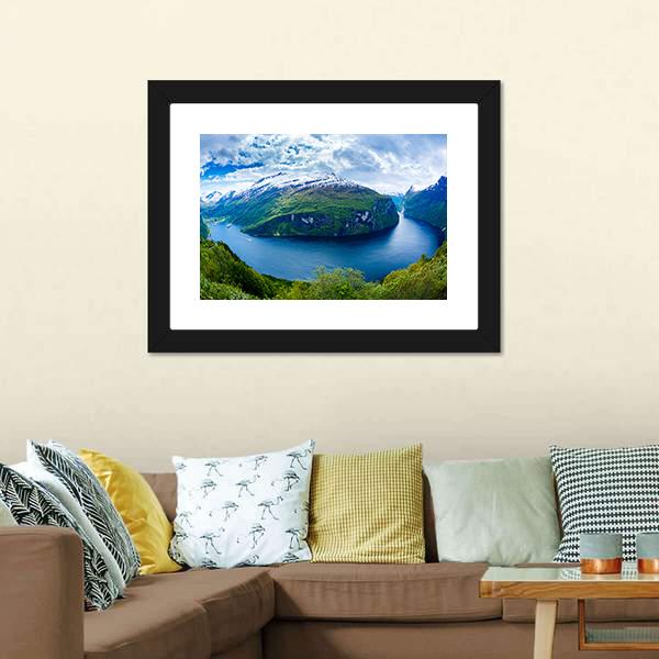 Geiranger Fjord Norway Panoramic Canvas Wall Art-1 Piece-36" x 12"-Tiaracle