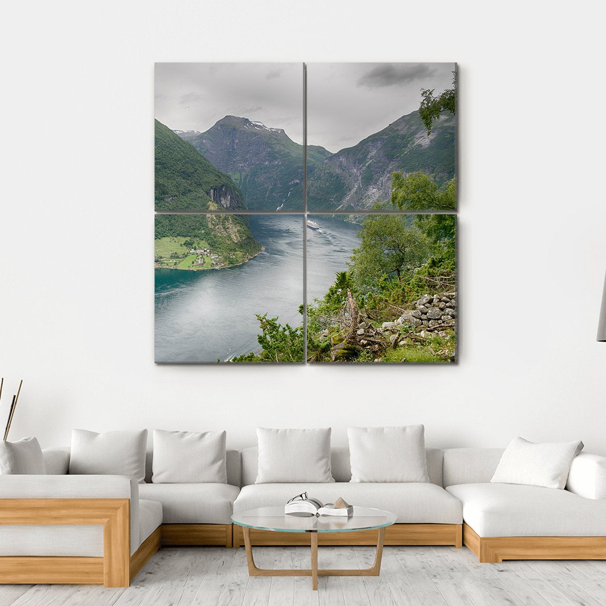 Geirangerfjord Norway Canvas Wall Art-4 Square-Gallery Wrap-17" x 17"-Tiaracle