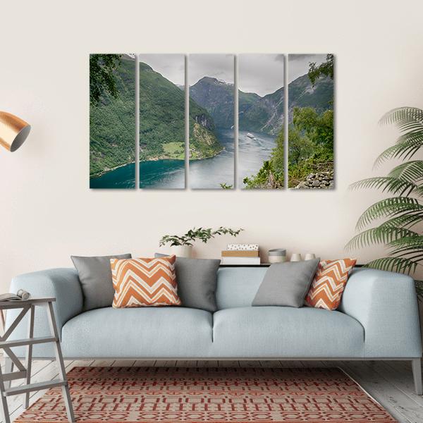 Geirangerfjord Norway Canvas Wall Art-5 Horizontal-Gallery Wrap-22" x 12"-Tiaracle