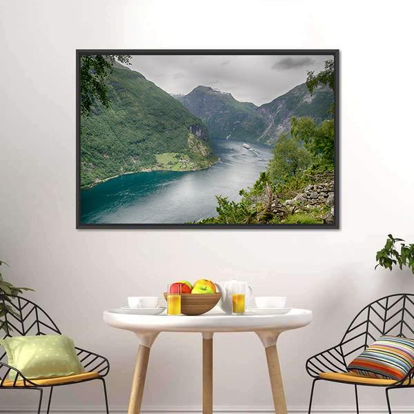 Geirangerfjord Norway Canvas Wall Art-5 Horizontal-Gallery Wrap-22" x 12"-Tiaracle