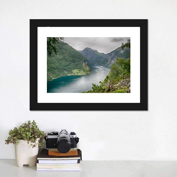 Geirangerfjord Norway Canvas Wall Art-1 Piece-Framed Print-20" x 16"-Tiaracle