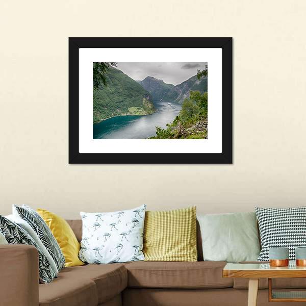 Geirangerfjord Norway Canvas Wall Art-5 Horizontal-Gallery Wrap-22" x 12"-Tiaracle