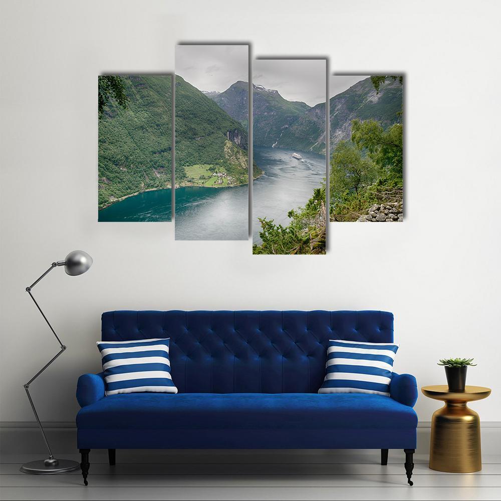 Geirangerfjord Norway Canvas Wall Art-4 Pop-Gallery Wrap-50" x 32"-Tiaracle