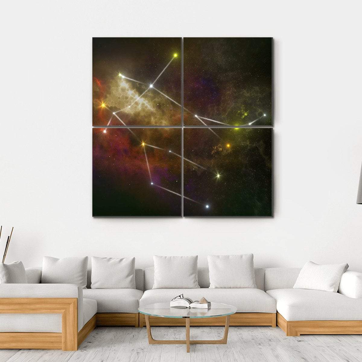 Gemini Constellation Canvas Wall Art-4 Square-Gallery Wrap-17" x 17"-Tiaracle