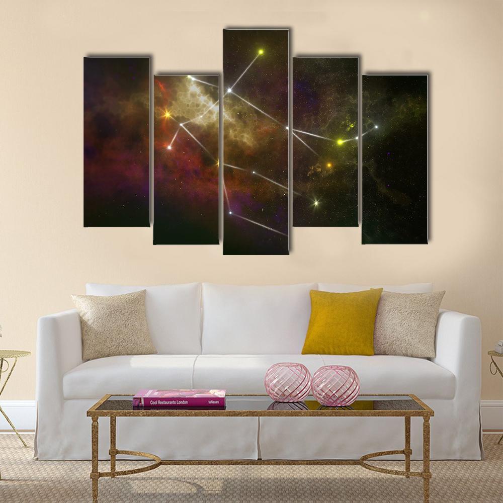 Gemini Constellation Canvas Wall Art-5 Pop-Gallery Wrap-32" x 21"-Tiaracle