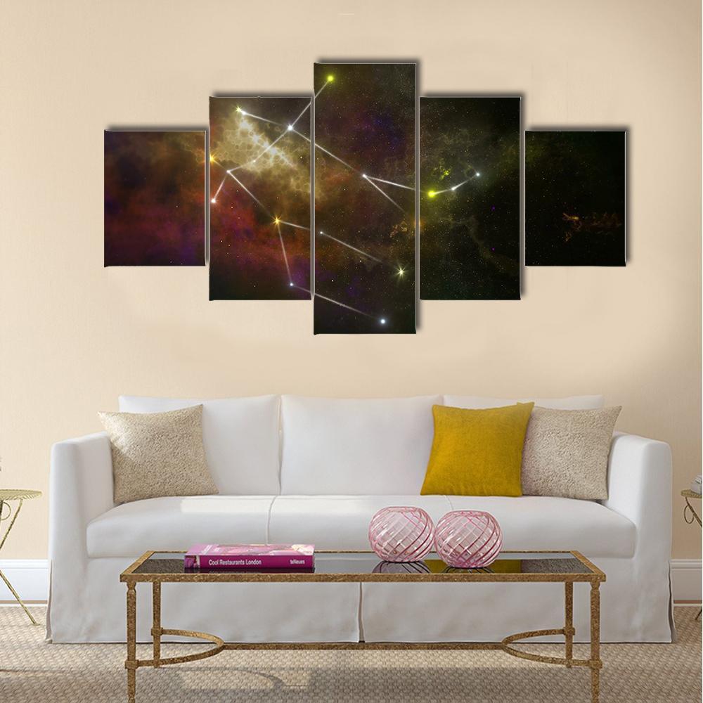 Gemini Constellation Canvas Wall Art-5 Star-Gallery Wrap-42" x 21"-Tiaracle