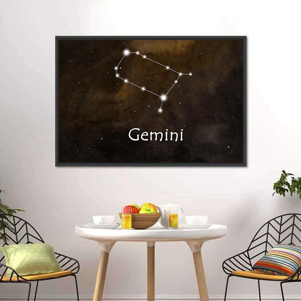 Gemini Horoscope Constellation Canvas Wall Art-5 Horizontal-Gallery Wrap-22" x 12"-Tiaracle