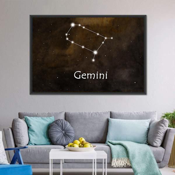 Gemini Horoscope Constellation Canvas Wall Art-5 Horizontal-Gallery Wrap-22" x 12"-Tiaracle