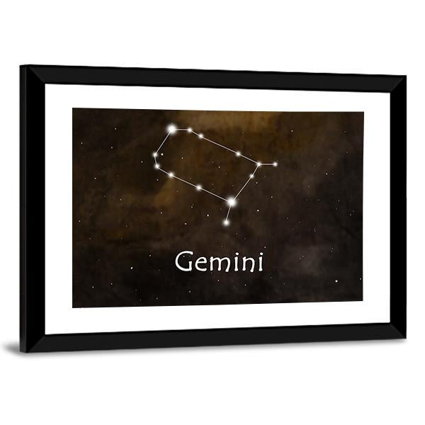 Gemini Horoscope Constellation Canvas Wall Art-5 Horizontal-Gallery Wrap-22" x 12"-Tiaracle