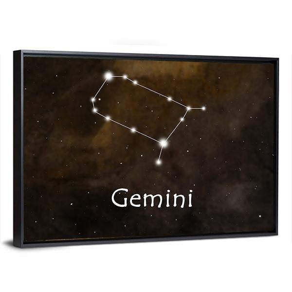 Gemini Horoscope Constellation Canvas Wall Art-5 Horizontal-Gallery Wrap-22" x 12"-Tiaracle