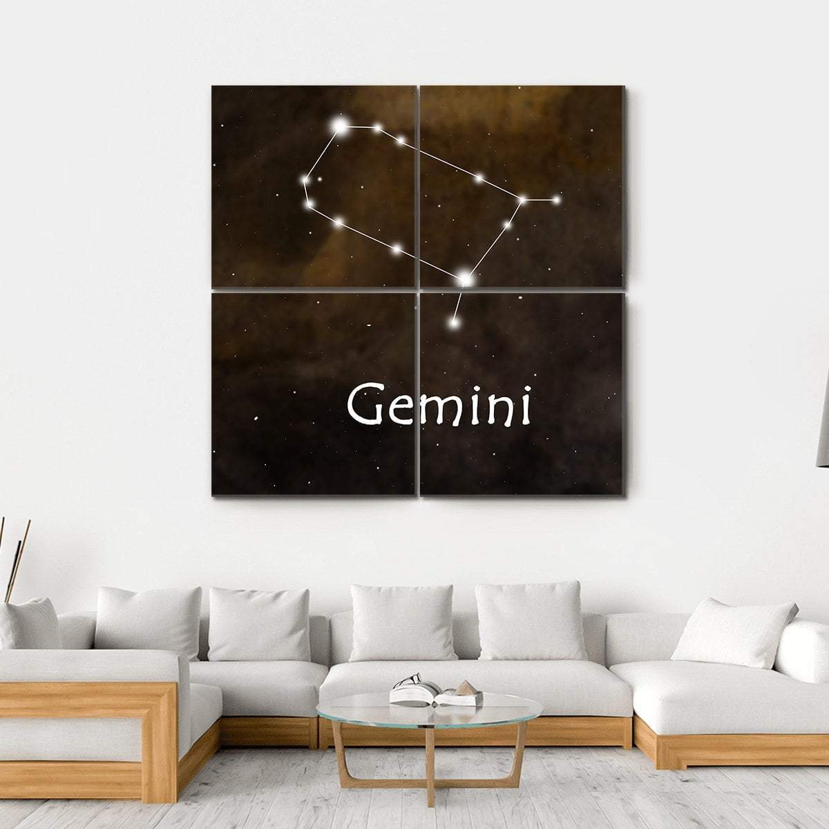 Gemini Horoscope Constellation Canvas Wall Art-4 Square-Gallery Wrap-17" x 17"-Tiaracle