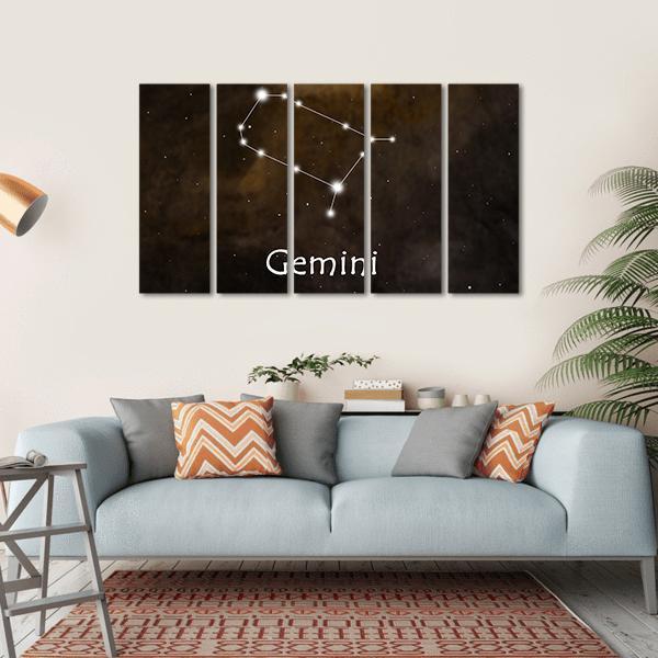 Gemini Horoscope Constellation Canvas Wall Art-5 Horizontal-Gallery Wrap-22" x 12"-Tiaracle