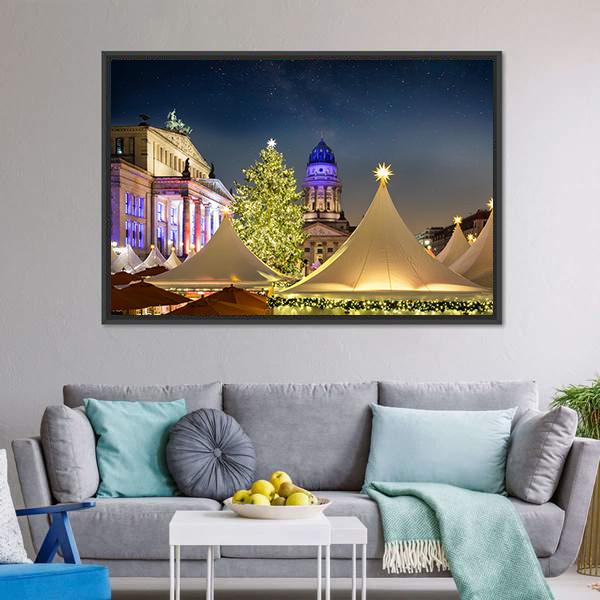 Gendar Men Market In Berlin Canvas Wall Art-3 Horizontal-Gallery Wrap-25&quot; x 16&quot;-Tiaracle