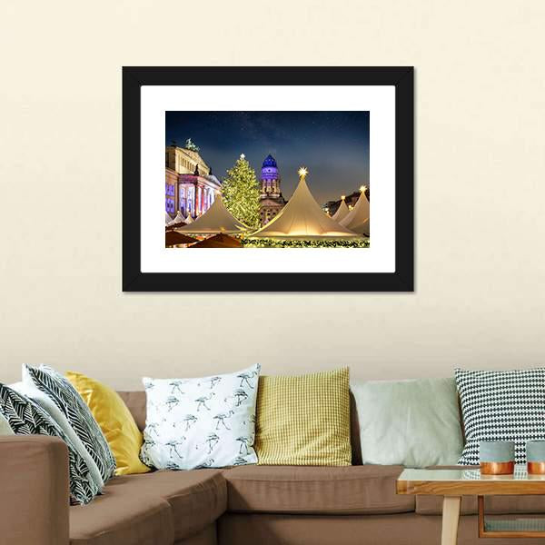Gendar Men Market In Berlin Canvas Wall Art-3 Horizontal-Gallery Wrap-25&quot; x 16&quot;-Tiaracle
