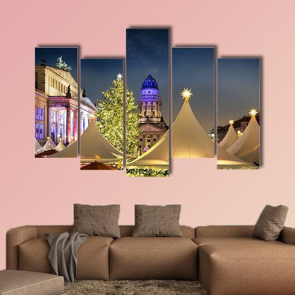 Gendar Men Market In Berlin Canvas Wall Art-5 Pop-Gallery Wrap-47&quot; x 32&quot;-Tiaracle