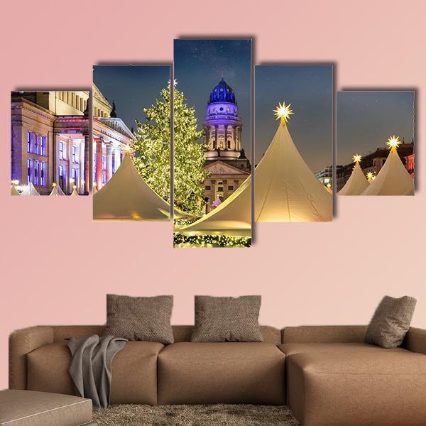 Gendar Men Market In Berlin Canvas Wall Art-5 Star-Gallery Wrap-62&quot; x 32&quot;-Tiaracle