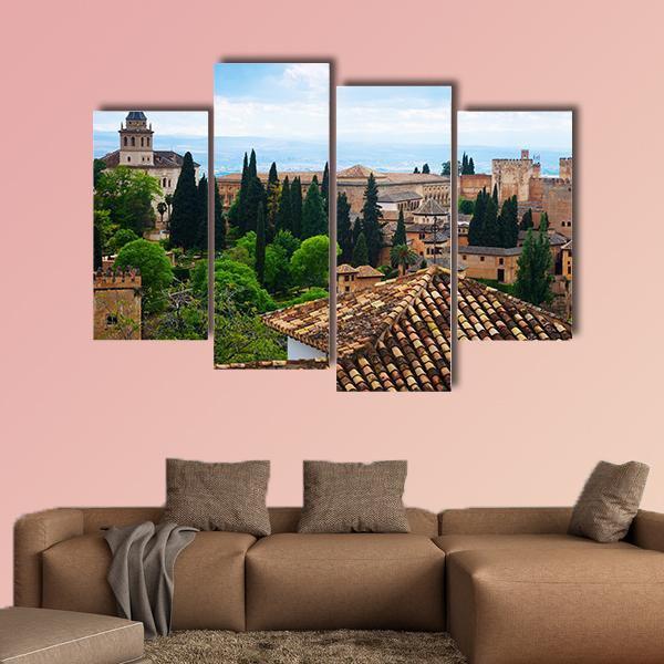 Alhambra City Spain Canvas Wall Art-4 Pop-Gallery Wrap-50" x 32"-Tiaracle