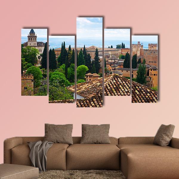 Alhambra City Spain Canvas Wall Art-5 Pop-Gallery Wrap-47" x 32"-Tiaracle