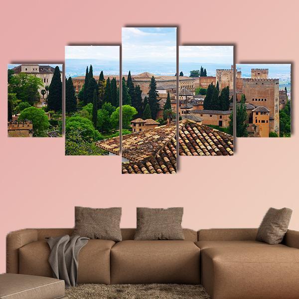 Alhambra City Spain Canvas Wall Art-5 Star-Gallery Wrap-62" x 32"-Tiaracle