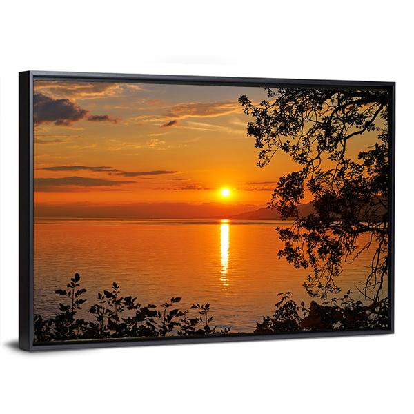 Geneva Lake At Sunset Canvas Wall Art-3 Horizontal-Gallery Wrap-25" x 16"-Tiaracle