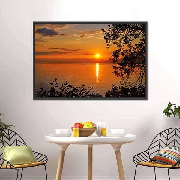 Geneva Lake At Sunset Canvas Wall Art-3 Horizontal-Gallery Wrap-25" x 16"-Tiaracle