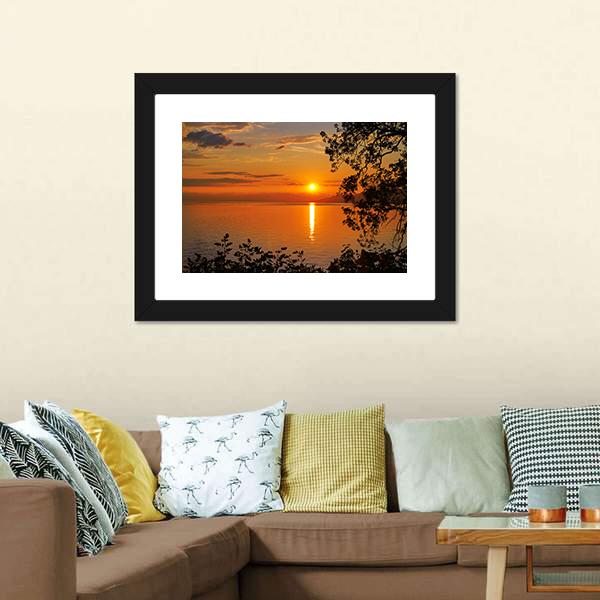Geneva Lake At Sunset Canvas Wall Art-3 Horizontal-Gallery Wrap-25" x 16"-Tiaracle